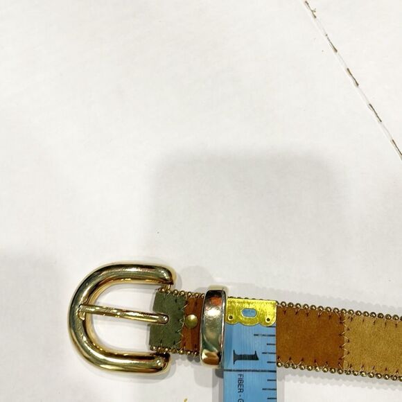 Vintage Elite Belt Made In USA Tapestry Leather Embellished Color Block M Women - Picture 7 of 8